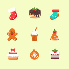 set of colleciton of elements in christmas vector