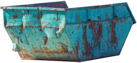 Old green metal garbage conteiner