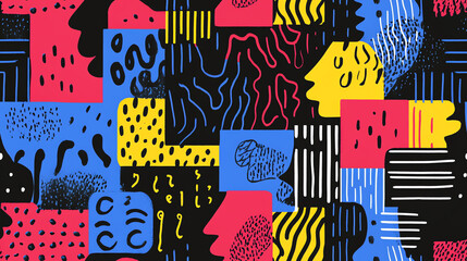 Obraz premium Modern blocks seamless pattern with bold colors