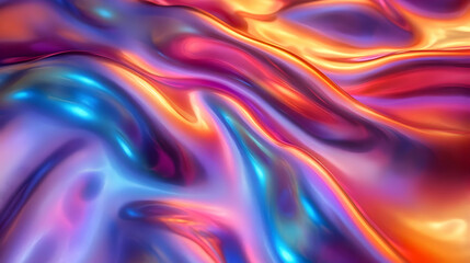 Obraz premium Vibrant Iridescent Waves Flow Seamlessly, Shimmering Colors Dance Dynamically