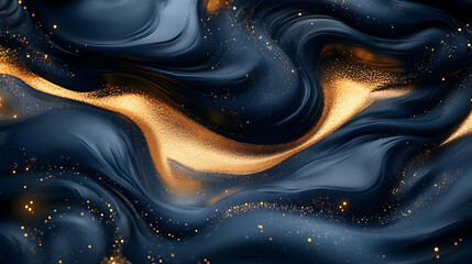 Liquid Gold: Abstract Swirls of Navy & Gold