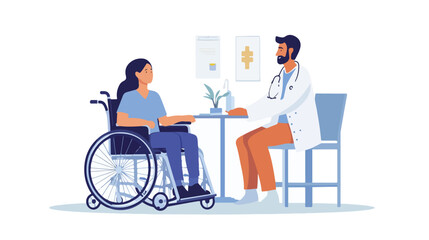 Medical Consultation with Disabled Patient - Healthcare Professional Supporting Handicapped Man