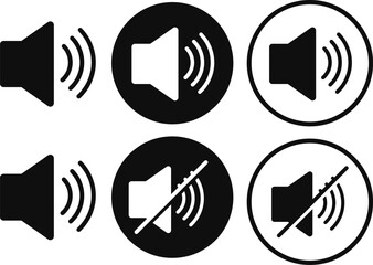 Set of no sound, No speaker icon. Sound Icons. speaker mute icon sign. Volume Off symbol. Silent mode icons
