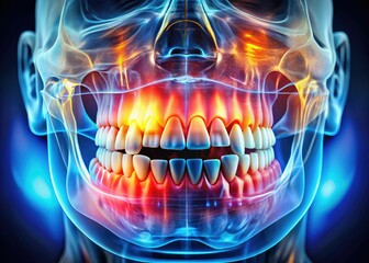 An artistic double exposure illustration of a human jaw showcases tooth pain, raising awareness about dental health and the importance of oral care for everyone.