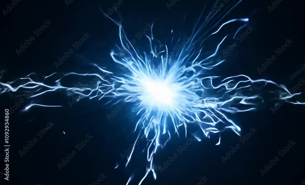 Poster dynamic abstract patterns of bright blue electric light spark energy and glow in vibrant visual disp