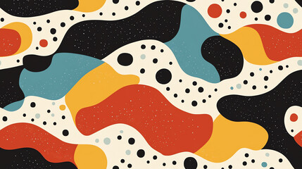 Modern abstract seamless pattern with dots and waves