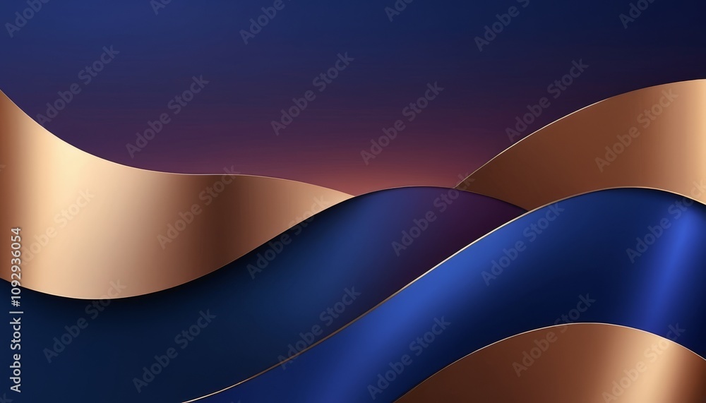 Poster elegant gradient background with flowing curves transitioning from bronze to sapphire