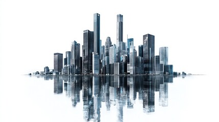 Modern Metropolis Skyline Reflection: A Stunning Architectural Panorama