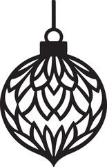 Christmas ornament vector silhouette with intricate details isolated on white background