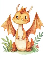 Hand draw Illustration art of dragon  for book on white background