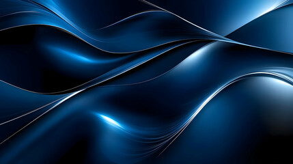 Abstract Blue Waves: Dynamic Curves Flowing Elegantly
