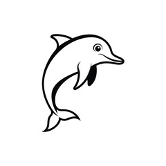 Obraz premium Dolphin fish Outline silhouette vector illustration