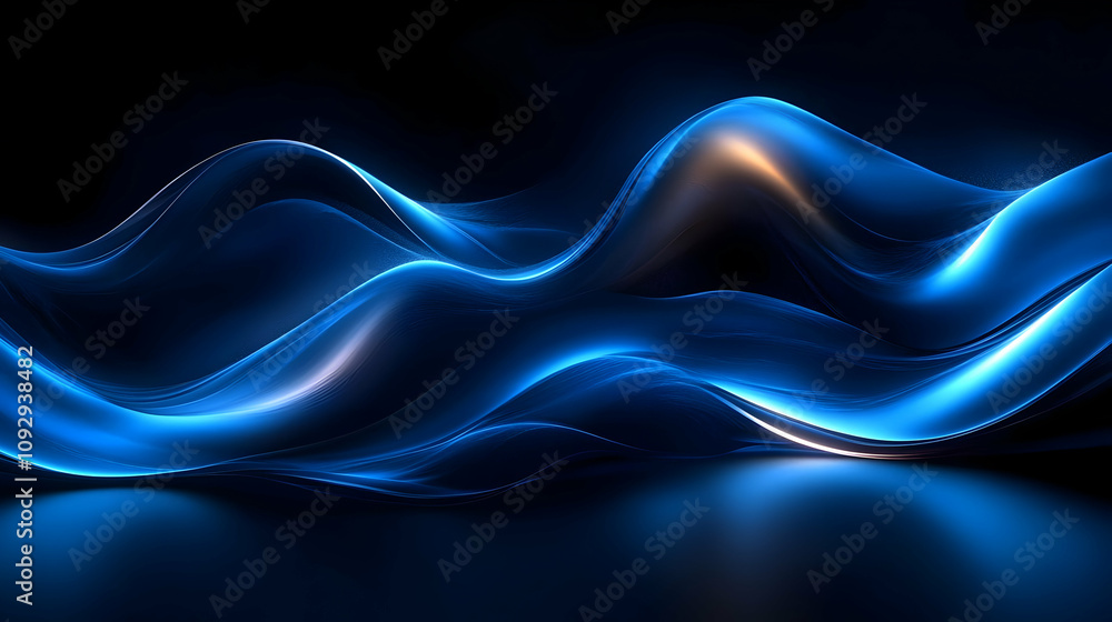 Poster abstract blue waves flowing dynamically across screen