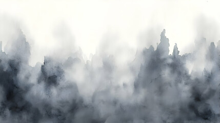 Watercolor Landscape: Shades of Gray, Misty Mountains, Abstract Art