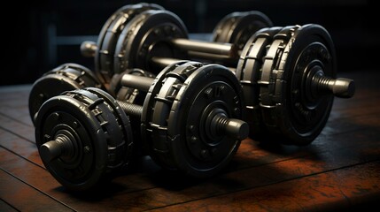 Naklejka premium A photo of a set of dumbbells