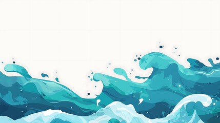 A vibrant illustration of ocean waves in various shades of blue, creating a dynamic and fluid visual effect.
