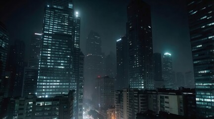 fog in the city nighttime scene