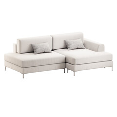 A white couch with pillows on it