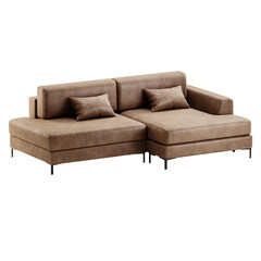 Obraz premium A brown couch with pillows on it
