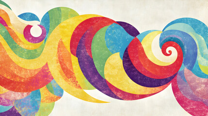 A vibrant swirl of colorful abstract shapes creating a dynamic, artistic composition.