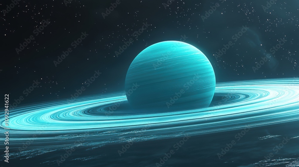 Poster exploring the vibrant representation of uranus in gigapixel high fidelity outer space digital art co