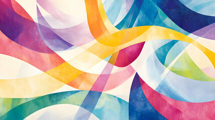 Abstract colorful waves in soft hues create a dynamic and harmonious composition.