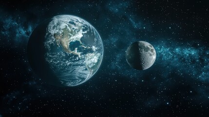 Fototapeta premium Captivating gigapixel rendering of earth and its moon outer space high fidelity celestial view astronomy concept
