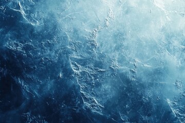 Obraz premium Frozen Texture, Beautiful winter natural blue ice texture of surface of frozen. Nature abstract pattern of white cracks. Winter seasonal background, mock up, flat lay, ice texture
