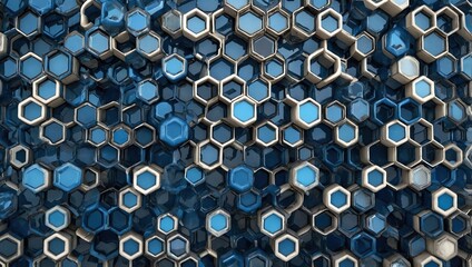 A tightly packed pattern of blue and gray hexagons.