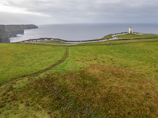 Amazing aerial landscape with the Cliffs of Moher in County Clare, Ireland