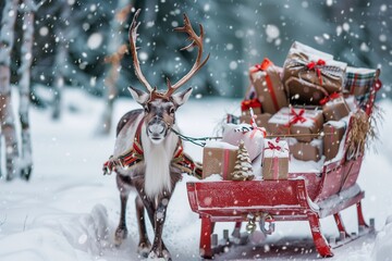 reindeer with sleigh