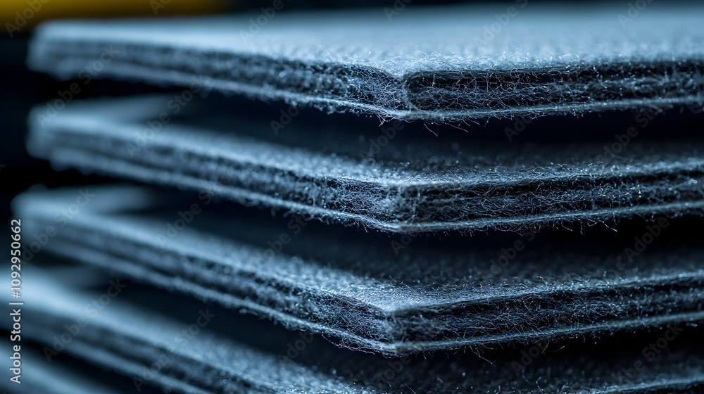 Poster detailed macro view of air filter s layered fabric material designed to filter particles with woven 
