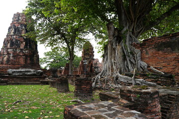 Ruins at Wat Mahathat, Ayutthaya Province, Thailand, after a Burmese attack in 1767.