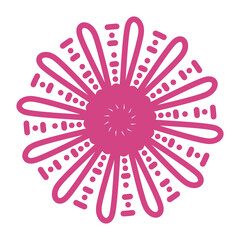 Decoration simple mandala beautiful line shape doodle that inspired by wheel and electric fan that can be used for sticker, book, scrapbook, icon, decorative, etc. with aesthetic pink color
