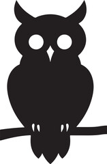 Owl icon vector art , black and white owl