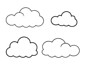 Cloud Icon Collection: Minimalist Linear Design for Printing.