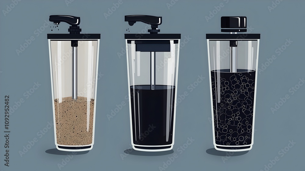 Poster minimalist infographic design showcasing a water system with visual layers representing sediment act