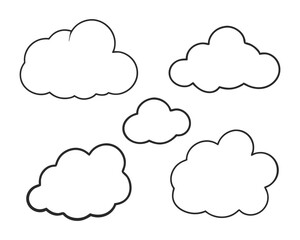 Cloud Icon Collection: Minimalist Linear Design for Printing.