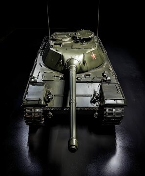 Soviet IS-2 Heavy Tank in Restored Condition, Front Elevated View
