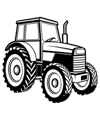 Tractor Vector Illustration - Logo Icon, Line Art, Outline, Silhouette Clipart