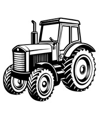 Tractor Vector Illustration - Logo Icon, Line Art, Outline, Silhouette Clipart