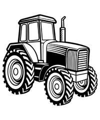 Tractor Vector Illustration - Logo Icon, Line Art, Outline, Silhouette Clipart