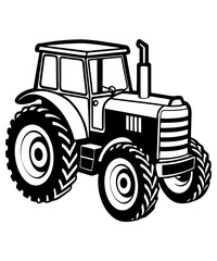 Tractor Vector Illustration - Logo Icon, Line Art, Outline, Silhouette Clipart