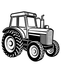 Tractor Vector Illustration - Logo Icon, Line Art, Outline, Silhouette Clipart