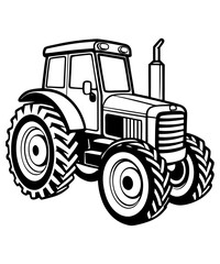 Tractor Vector Illustration - Logo Icon, Line Art, Outline, Silhouette Clipart