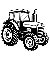 Tractor Vector Illustration - Logo Icon, Line Art, Outline, Silhouette Clipart