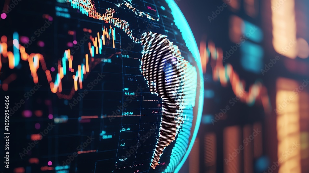 Poster global economic trends data visualization technology insights digital environment macro perspective 