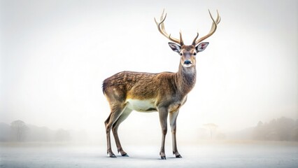 Obraz premium Breathtaking architectural photography captures a deer against a transparent and white background, perfect for nature lovers and wildlife enthusiasts seeking elegance and beauty in design.