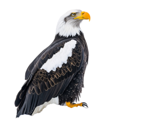 a bald eagle with a white head and yellow beak