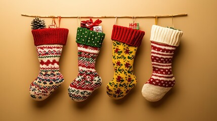 Traditional Christmas stockings hanging